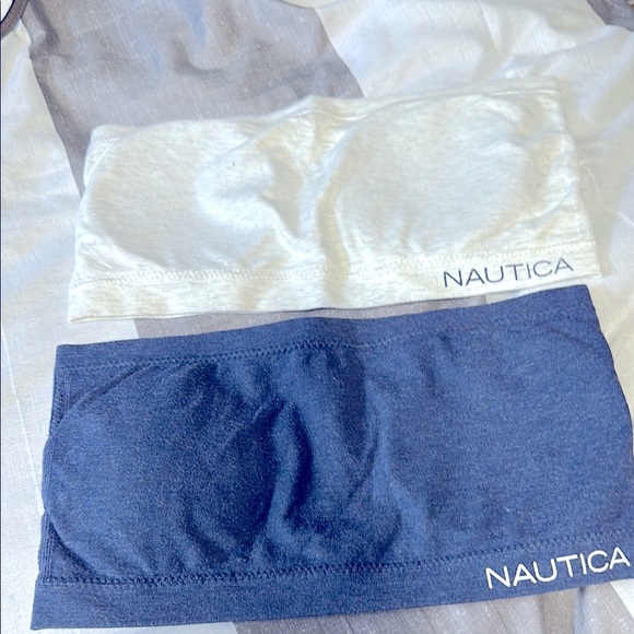 NAUTICA INTIMATES STRAPLESS BRA TOPS- Blue and White/Gray Large - Picture 1 of 5
